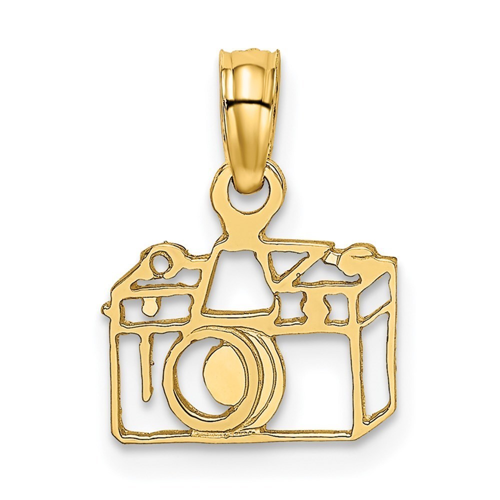 14k Yellow Gold Mini Travel Flat Cut-Out Camera Necklace/Bracelet Charm Pendant